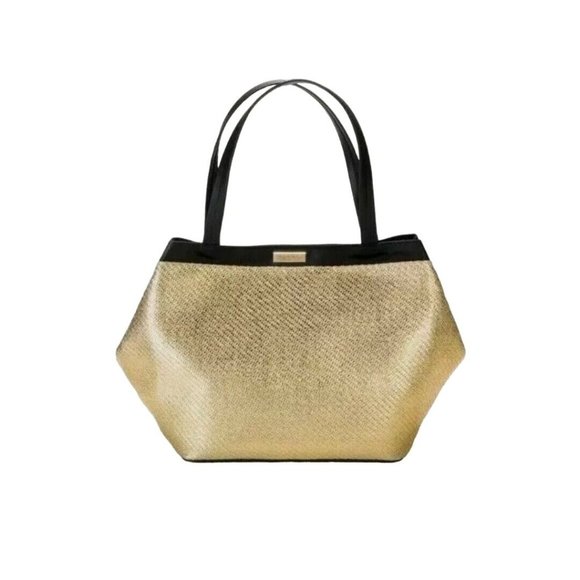 *Versace Parfums Weekender Textured Bag Gold Metallic XL Tote Shoulder - NWOT - Picture 2 of 6